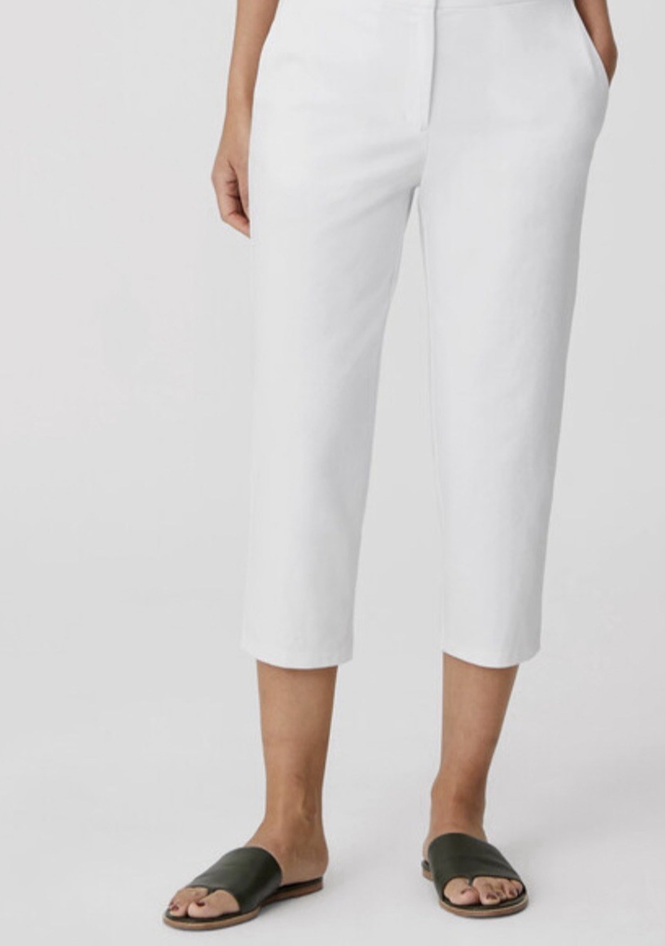 Eileen Fisher Organic Linen ivory Cropped Capri Cargo Pants XL A009611
